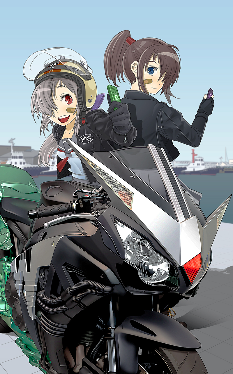 bad_id, bandaid, character_request, digital_media_player, echizenya_tawara_no_kai_norihiko, female, fingerless_gloves, gaia_memory