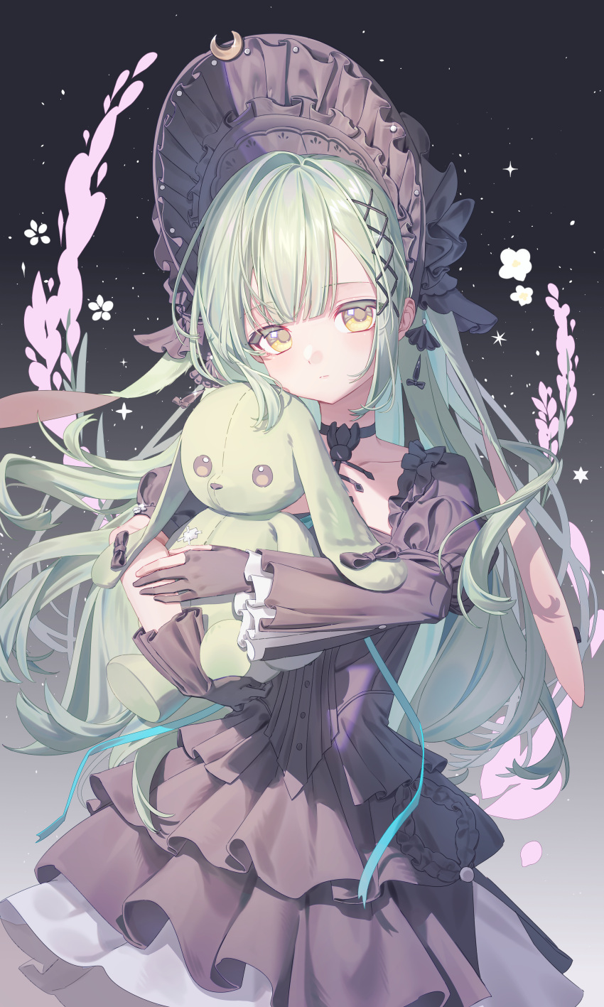 1girl, absurdres, animal_ears, asymmetrical_sleeves, bang_dream!, bang_dream!_it's_mygo!!!!!, black_bonnet, black_choker