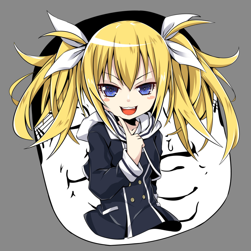 1girl, :d, absurdres, arimura_hinae, blonde_hair, blue_eyes, buttons, chaos;child