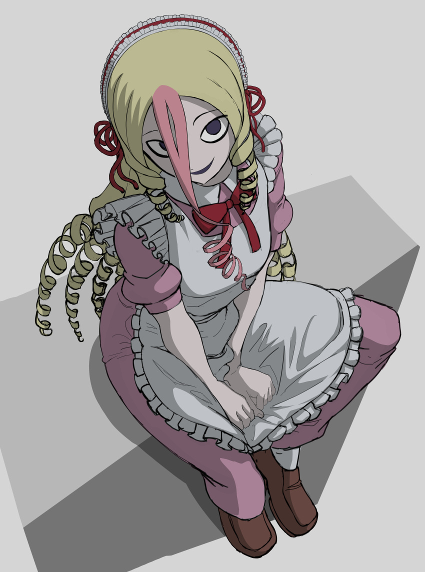 1girl, absurdres, apron, blonde_hair, blue_eyes, dress, hairband, highres
