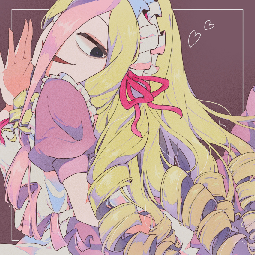 1girl, apron, blonde_hair, blue_eyes, dress, hairband, highres, indie_virtual_youtuber