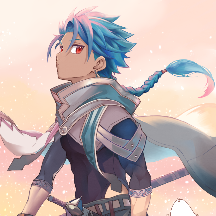 1boy, black_shirt, blue_hair, braid, cape, commentary_request, cu_chulainn_(fate), earrings