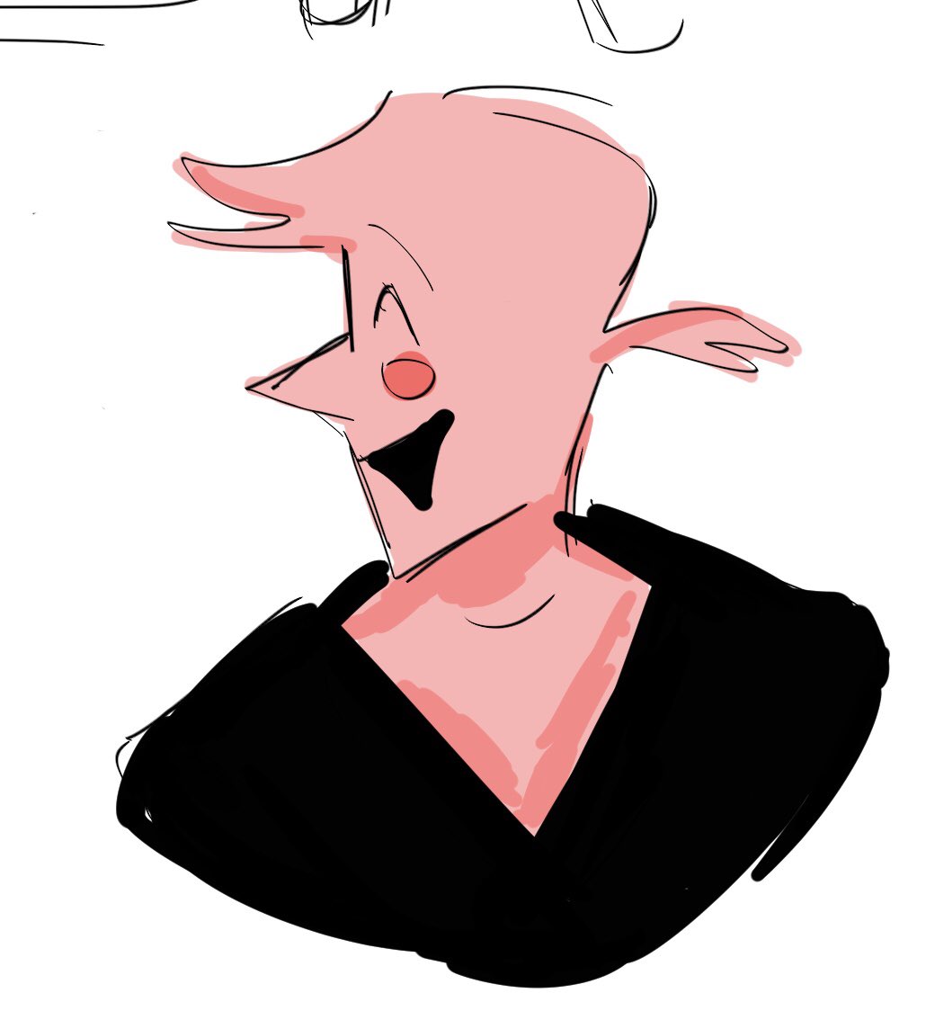 1boy, 2021, 2d, addison_(deltarune), cropped_shoulders, deltarune, digital_media, facing_away, male, male_focus, male_only, pink_addison_(deltarune), pink_hair, pink_skin, pointy_nose, short_hair, simple_background, sketch, solo, symbol-only_commentary, tttarisha, utdr_(toby_fox), white_background