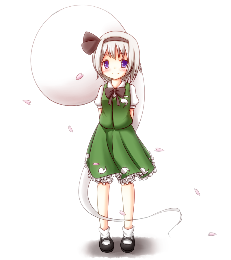 arms_behind_back, artist_request, bita, bow, cherry_blossoms, child, dress, footwear