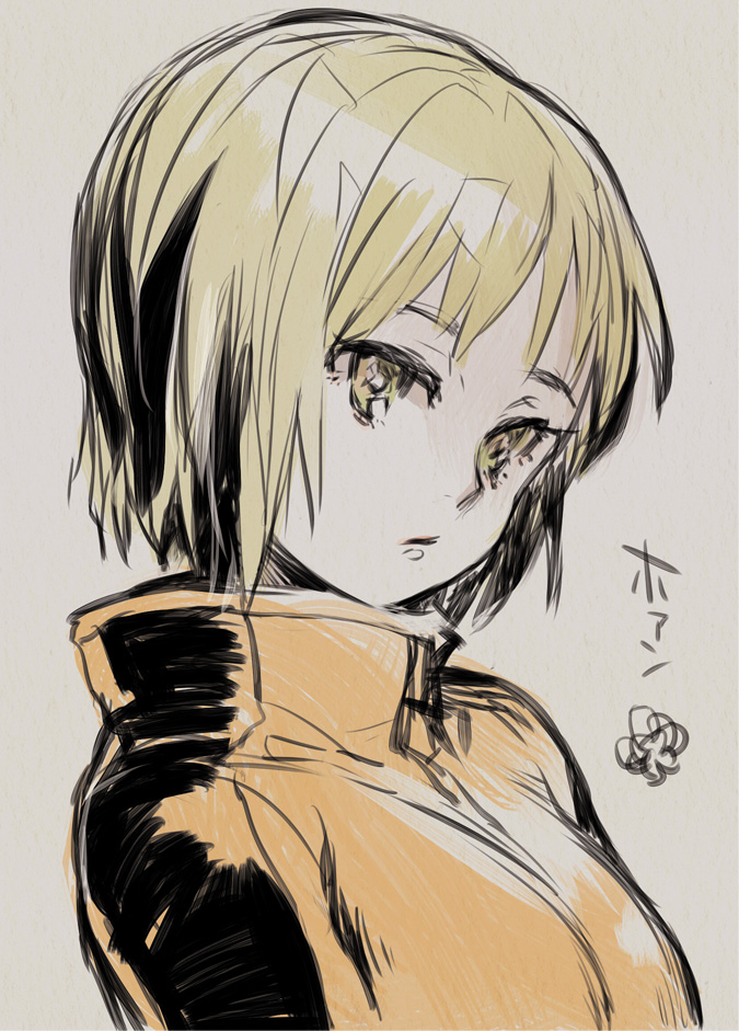 bruce_lee's_jumpsuit, face, green_eyes, hnt, huang_baoling, paolin_huan, short_hair, tiger_&amp;_bunny
