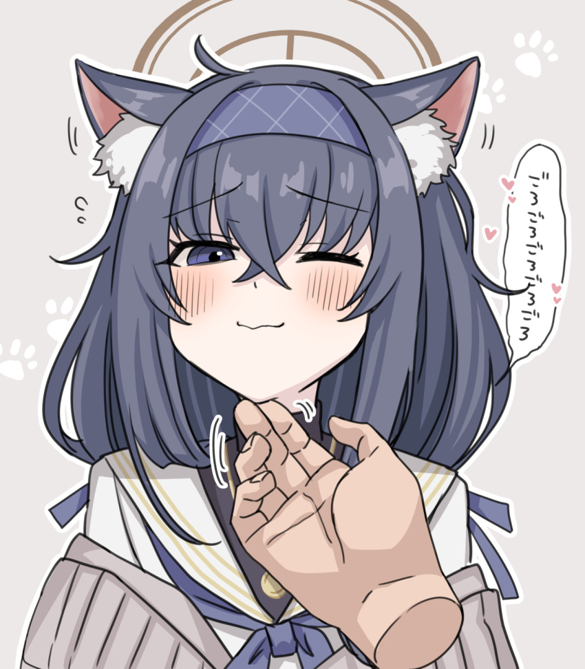 1other, :3, animal_ear_fluff, animal_ears, black_hair, blue_archive, blue_eyes, blue_hairband