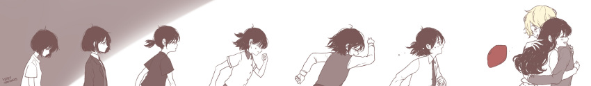 1boy, 1girl, absurdres, age_progression, artist_name, beret, black_hair, blazer