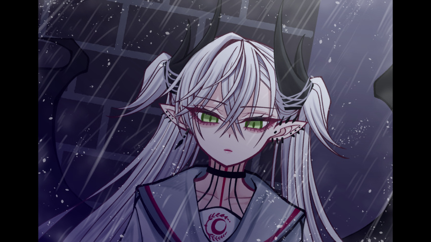 1girl, bat_wings, collarbone, cosplay, demon_horns, earrings, fate/grand_order, fate_(series)