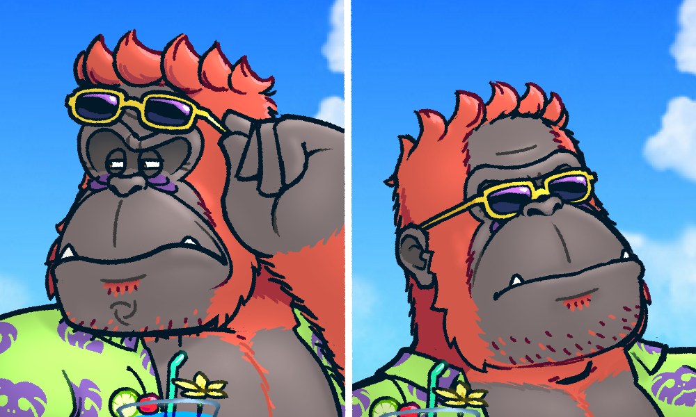 1boy, alternate_costume, blue_sky, donkey_kong_(series), donkey_kong_bananza, furry, furry_male, green_shirt