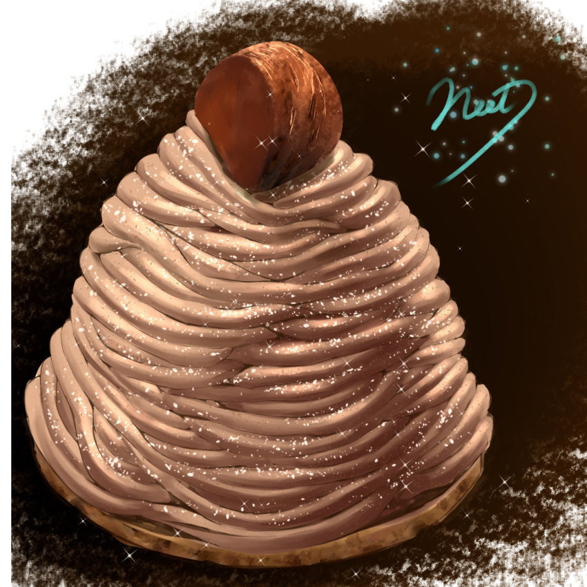 absurdres, artist_name, chestnut, commentary_request, food, food_focus, highres, mont_blanc_(food), neet_job, no_humans, original