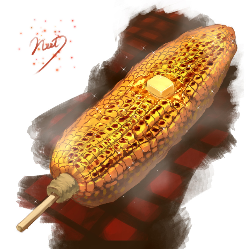 artist_name, butter, commentary_request, corn, corn_cob, food, food_focus, grilled_corn
