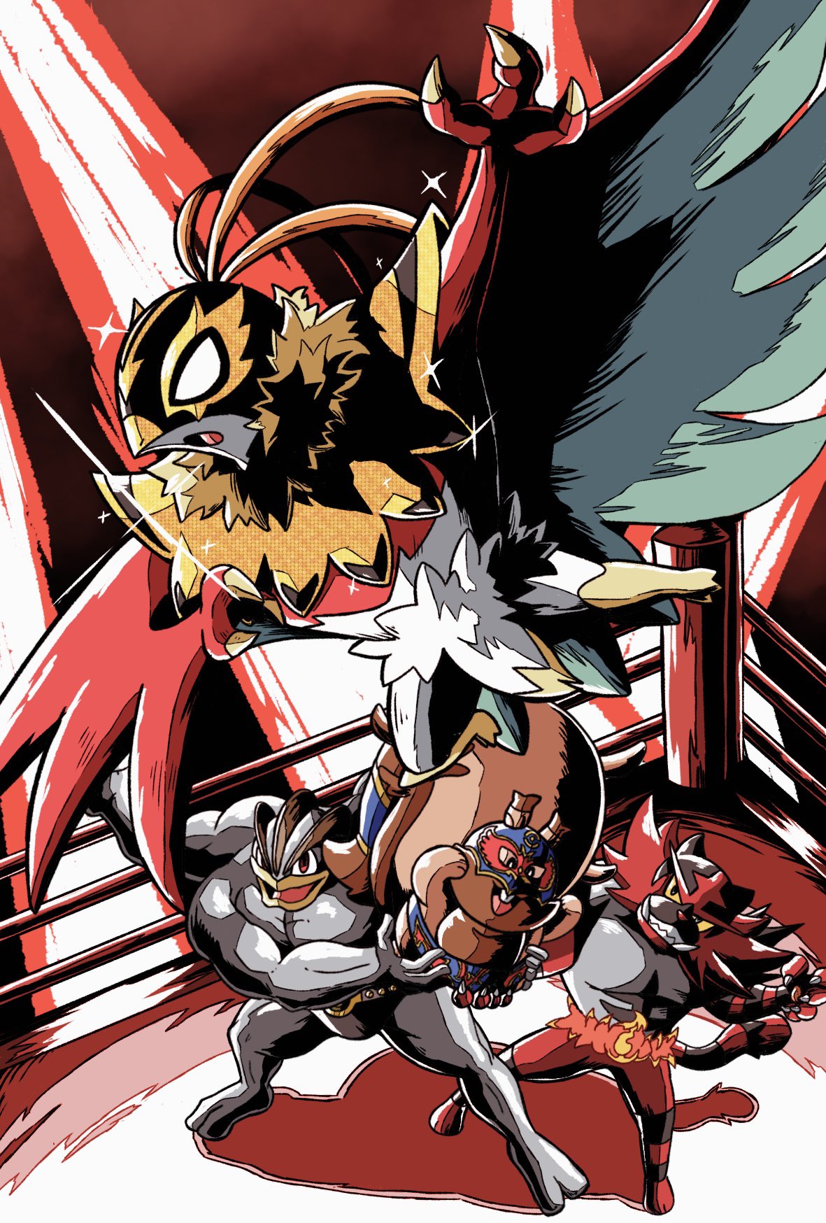 3others, bird, blank_eyes, claws, colored_sclera, debudebumetabo, extra_arms, fangs