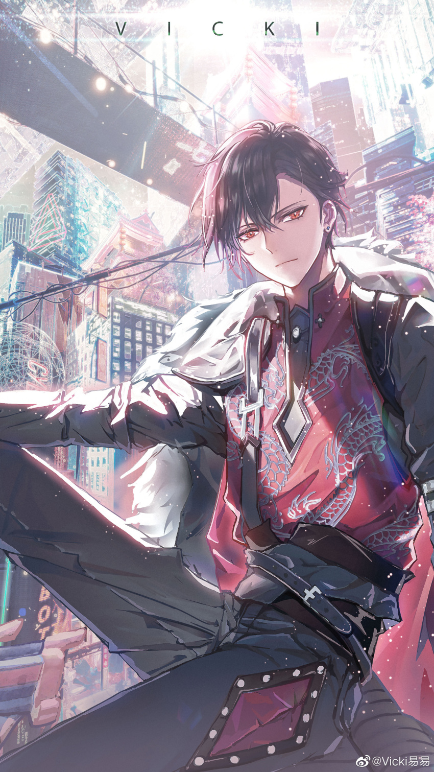 1boy, absurdres, architecture, arm_on_knee, arm_support, artist_name, ayn_alwyn, ayn_alwyn_(awakening)