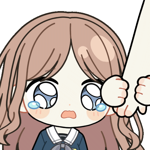 1other, animated, animated_gif, bang_dream!, bang_dream!_it's_mygo!!!!!, blue_eyes, blue_shirt, blush_stickers, brown_hair, chibi, chibi_only, chunye_haruya, collared_shirt, dot_nose, grabbing_another's_arm, long_hair, lowres, nagasaki_soyo, open_mouth, out_of_frame, pleading_eyes, school_uniform, shirt, sidelocks, simple_background, solo_focus, tears, transparent_background, tsukinomori_school_uniform, upper_body, wavy_mouth
