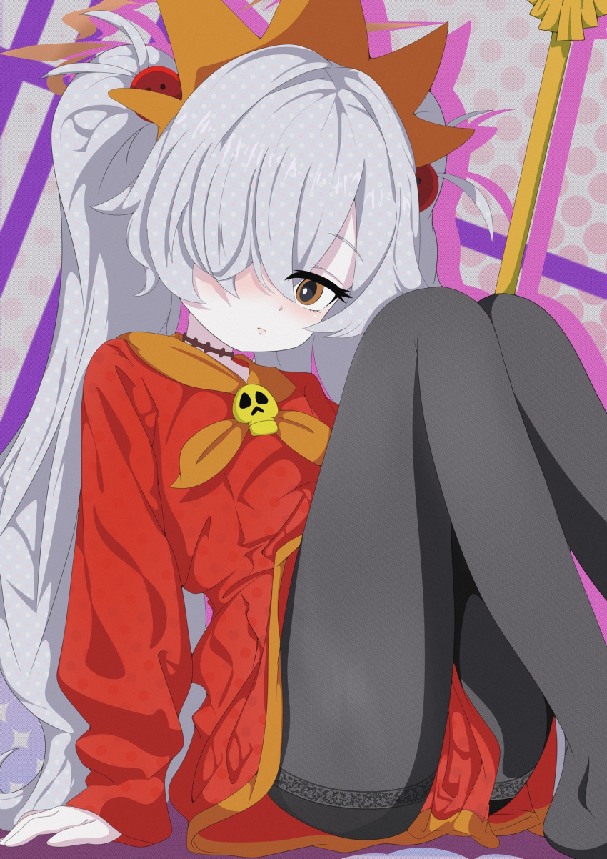 1girl, ashley_(warioware), black_pantyhose, blue_archive, blush, breasts, brown_eyes, highres