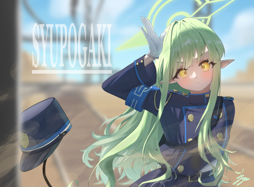 >:(, 1girl, armband, backlighting, belt, black_belt, black_hat, black_jacket