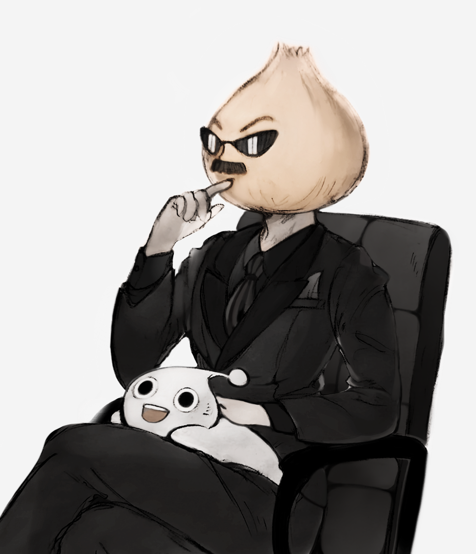 2boys, antennae, black_necktie, black_pants, black_suit, blue_eyes, bobobo-bo_bo-bobo, chair