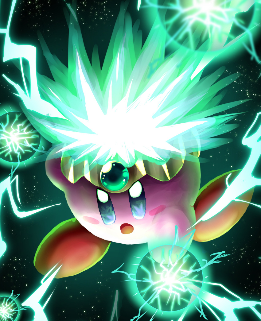 absurdres, amanegi_toro, blue_eyes, blush_stickers, copy_ability, energy_ball, energy_bullet, hat