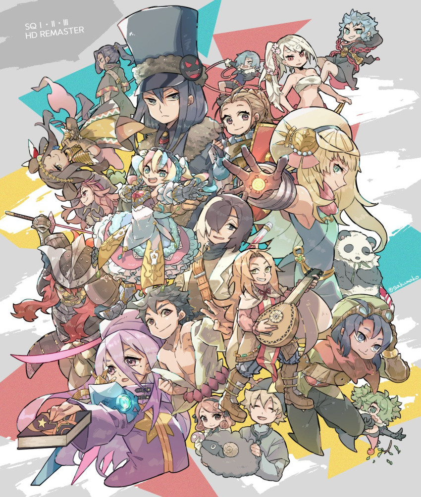 6+boys, 6+girls, alchemist_(sekaiju), alchemist_5_(sekaiju), armor, armored_dress, bard_(sekaiju), bard_1_(sekaiju)