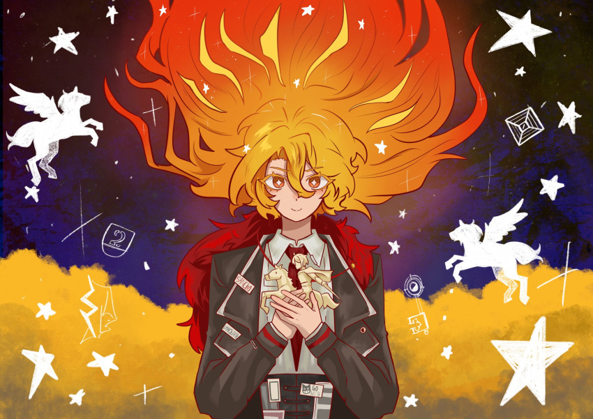 1girl, black_suit, blonde_hair, braid, carousel, cowboy_shot, don_quixote_(project_moon), estrellasol_0