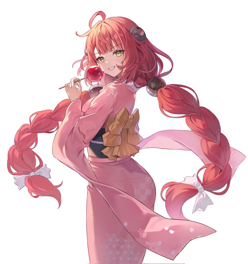 candy, food, green_eyes, greenapple, hair_ornament, hearing_aid, highres, japanese_clothes