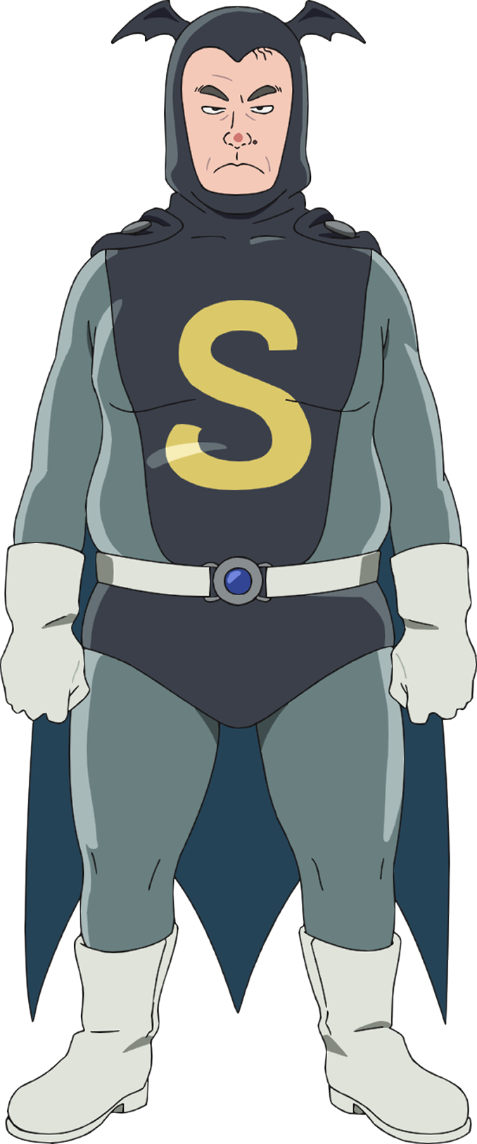 1boy, anime_coloring, bat_wings, belt, black_eyes, bodysuit, clenched_hands, cloak
