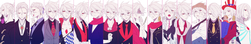 1boy, absurdres, american_flag, american_flag_print, apron, black_apron, black_gloves, black_jacket