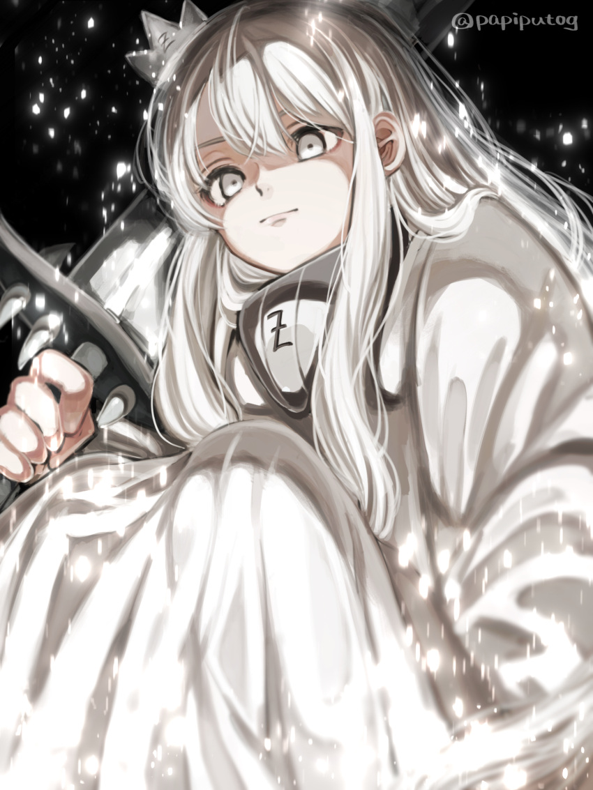 1boy, black_background, colored_eyelashes, crest, crown, family_crest, grey_eyes, highres