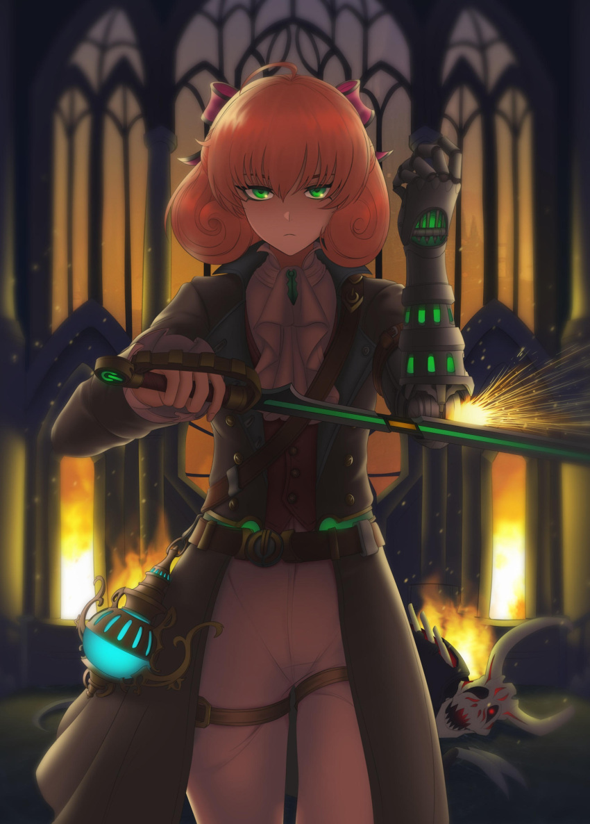 1girl, absurdres, ahoge, alavastircloud, android, belt, brown_belt, buttons