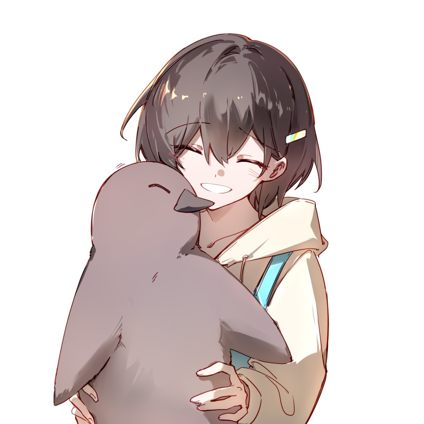 1girl, bang_dream!, bang_dream!_it's_mygo!!!!!, bird, closed_eyes, hair_ornament, hairclip, hibioes