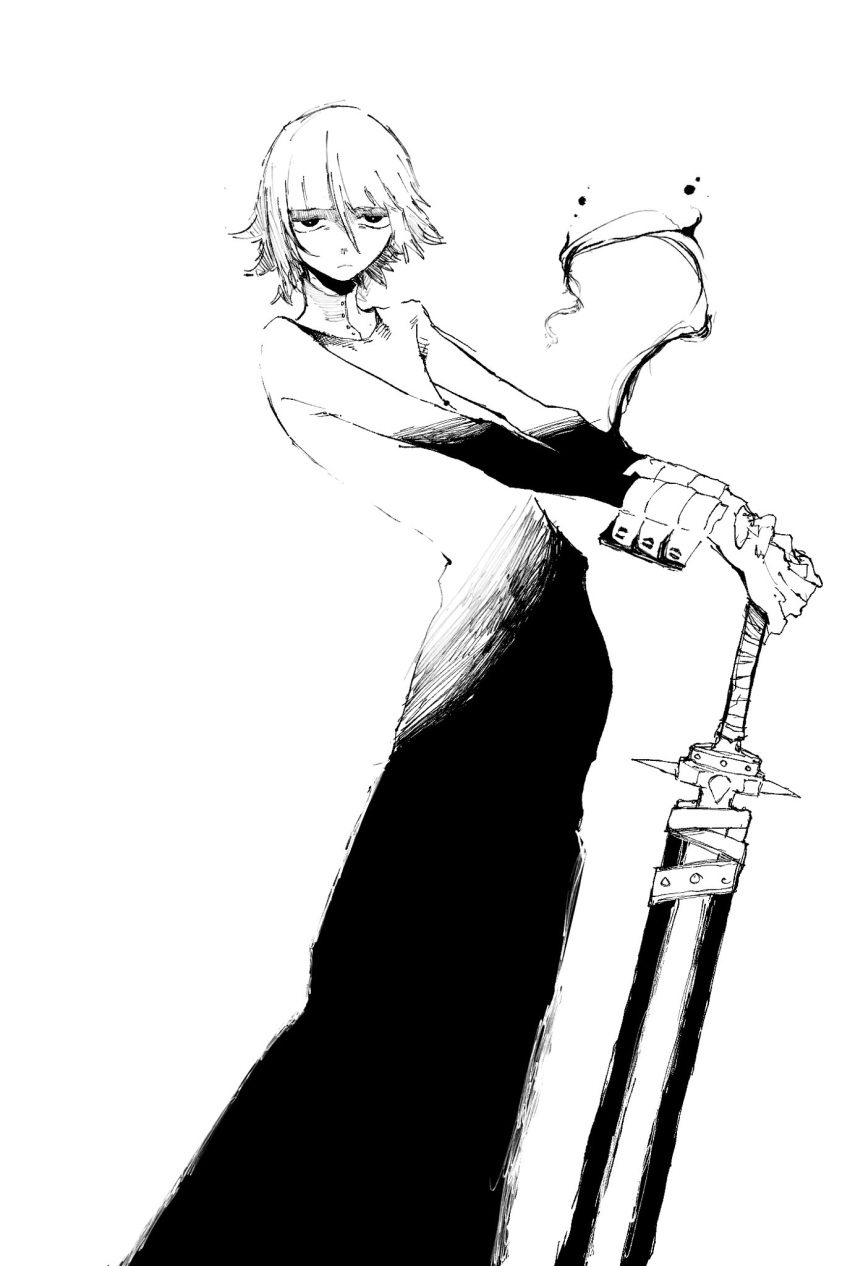 1other, black_dress, bracer, closed_mouth, crona_(soul_eater), cuff_links, dress, expressionless