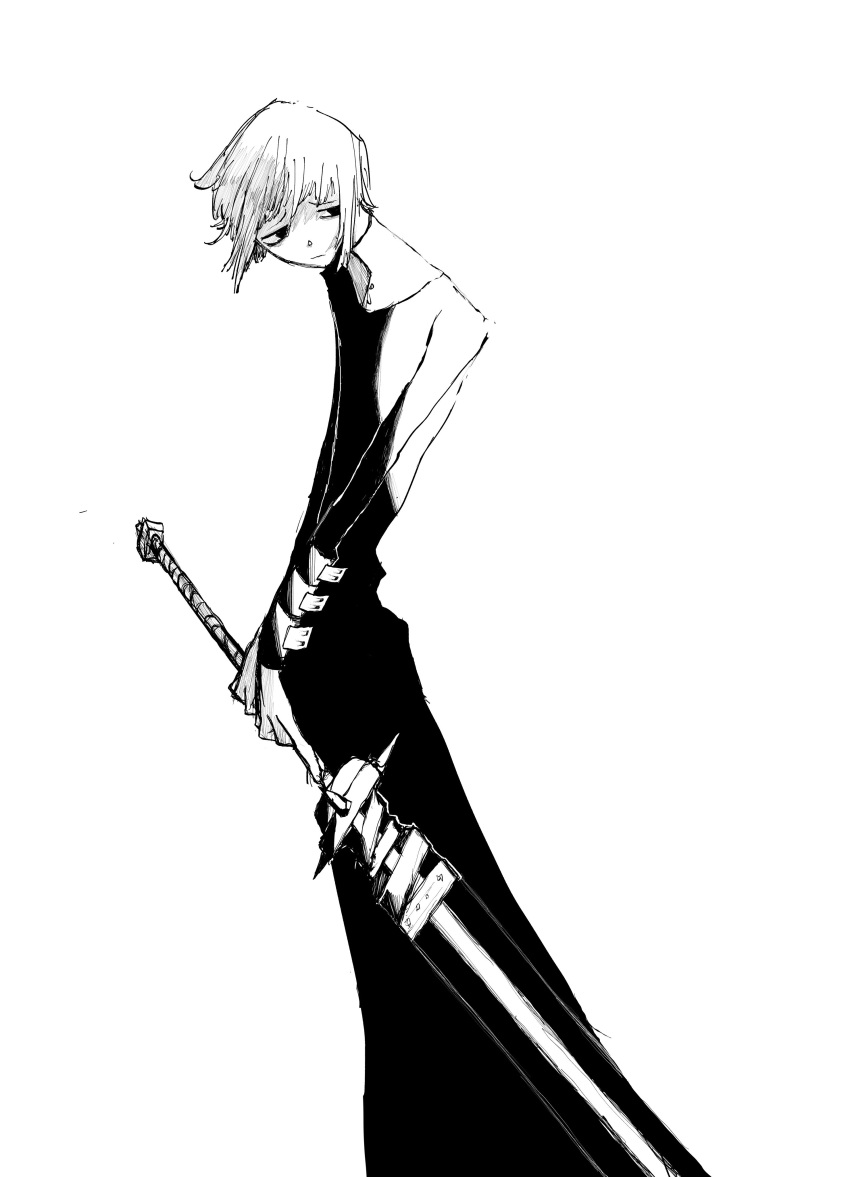 1other, absurdres, black_dress, bracer, closed_mouth, crona_(soul_eater), cuff_links, dress