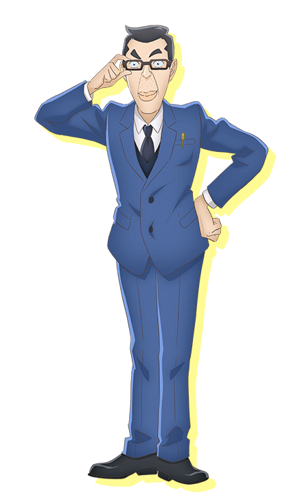 1boy, adjusting_eyewear, anime_coloring, astro_note, black_hair, black_shoes, black_vest, blue_jacket, blue_pants, blue_suit, collared_shirt, dress_shoes, full_body, glasses, grey_necktie, hand_on_own_hip, hand_up, jacket, kubonouchi_eisaku, lips, long_sleeves, looking_at_viewer, mature_male, necktie, object_in_pocket, official_art, pants, pen, pen_in_pocket, pocket, shirt, shoes, short_hair, simple_background, smile, solo, standing, suit, suit_jacket, tachi-e, thick_eyebrows, transparent_background, v-shaped_eyebrows, vest, wakabayashi_tomihiro, white_shirt