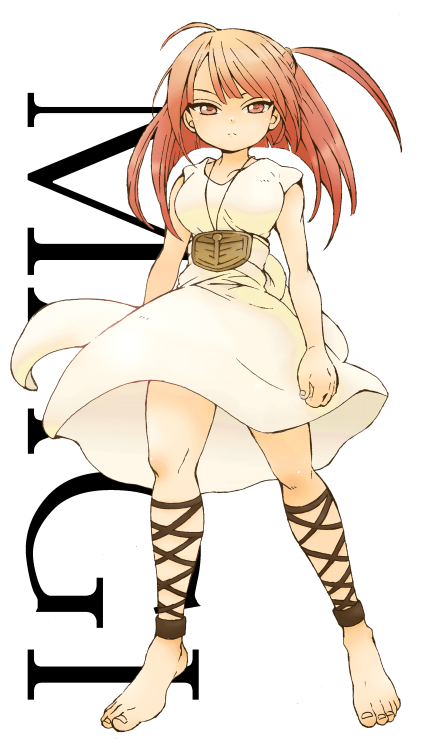 barefoot, cross-laced_footwear, dress, feet, magi__the_labyrinth_of_magic, magi_the_labyrinth_of_magic, morgiana, red_eyes