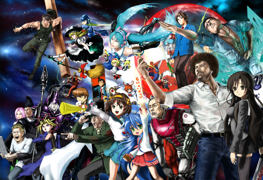 alice_margatroid, angry_german_kid, bob_ross, capcom, crossover, dark_magician, duel_monster, epic