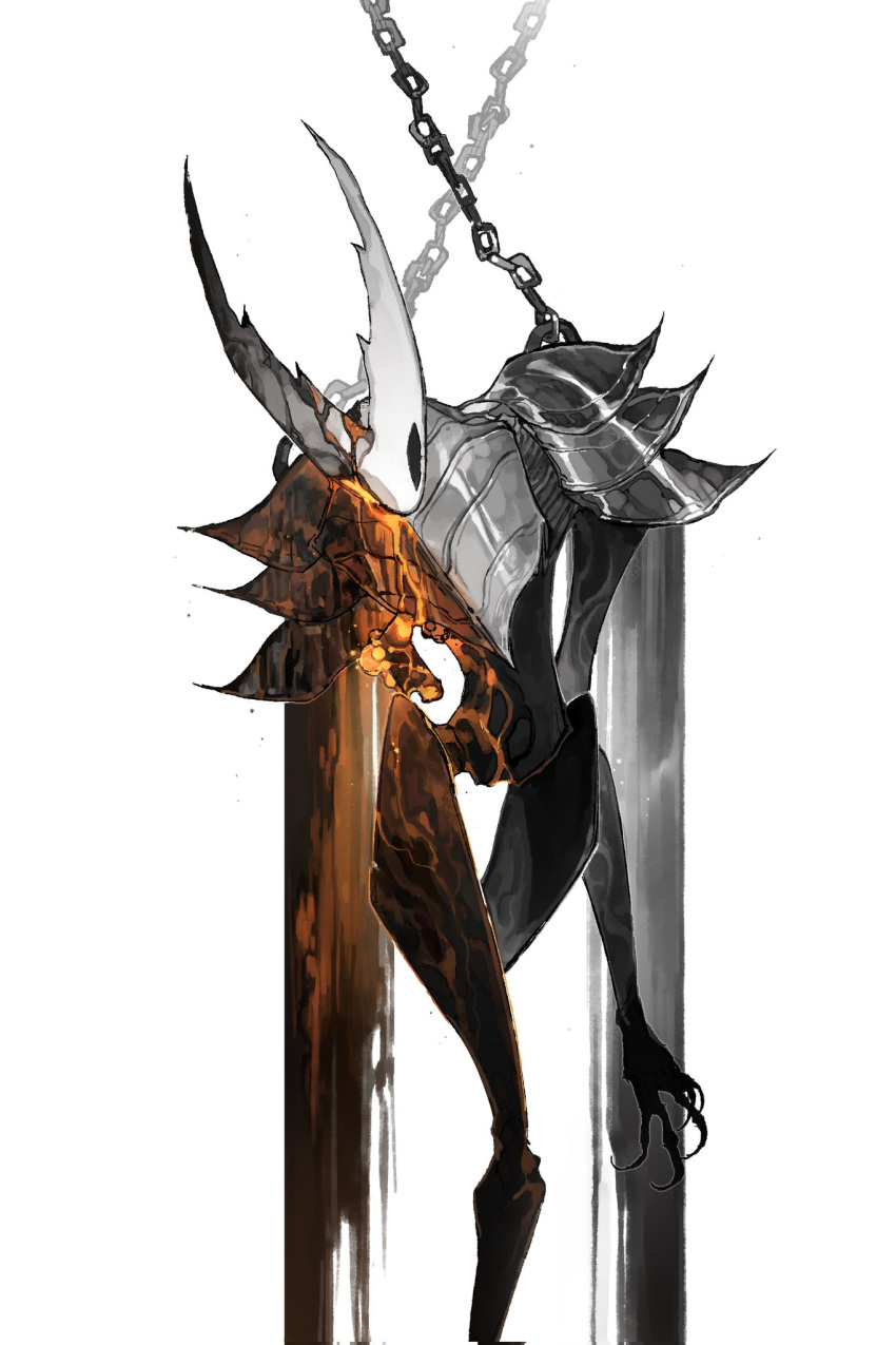 1other, armor, black_eyes, black_skin, blood, breastplate, cape, chain