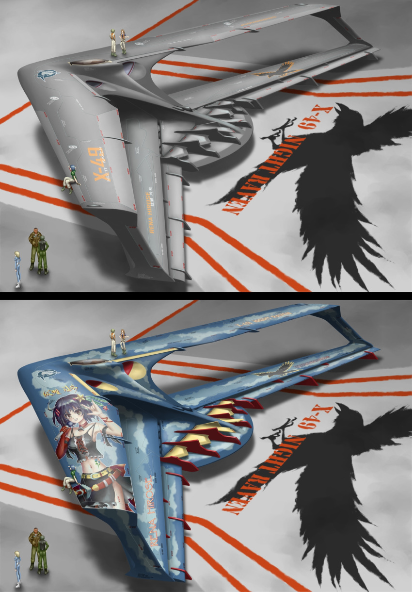 2boys, 3girls, \m/, abyssal_dision, ace_combat, ace_combat_3, aircraft, airplane