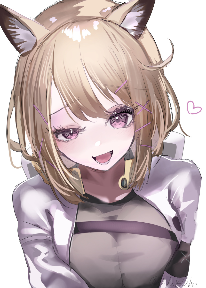 1girl, absurdres, animal_ear_fluff, animal_ears, arknights, blonde_hair, commentary_request, hair_ornament