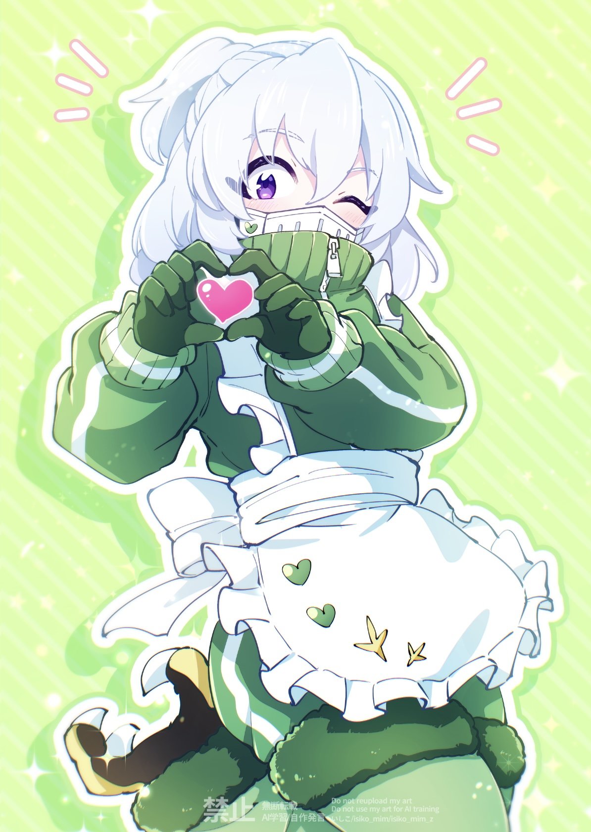1boy, apron, back_bow, balam_shichiro, bird_legs, bow, drop_shadow, frilled_apron