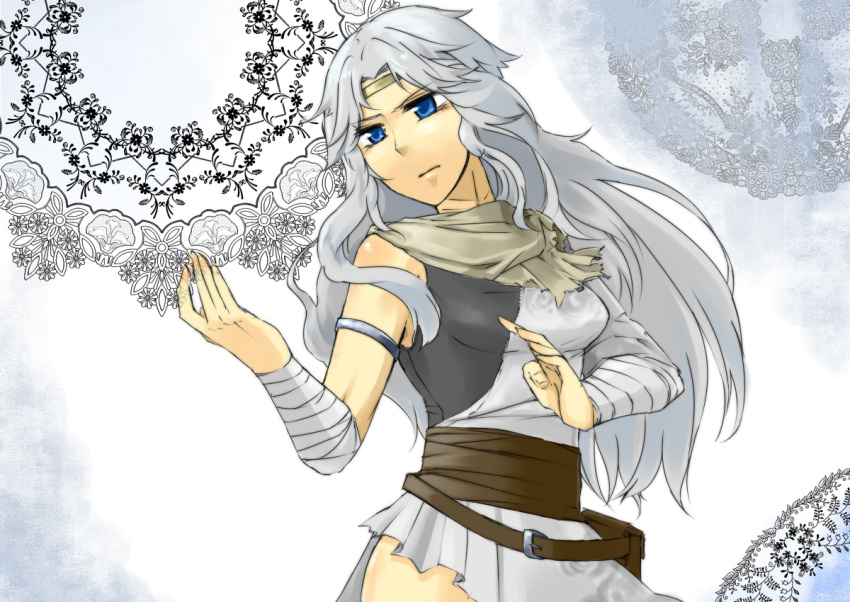 circlet, genderswap, hokuto_no_ken, jewelry, kiri_(giraf6125), long_hair, silver_hair, solo