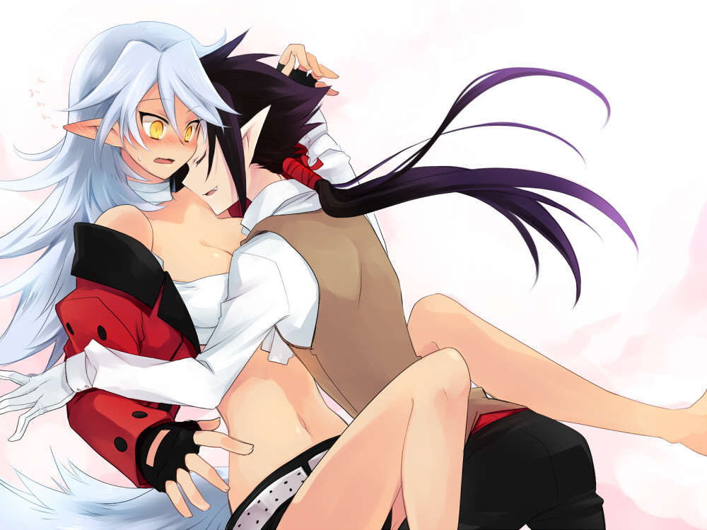 black_hair, blush, breasts, cleavage, closed_eyes, disgaea, disgaea_4, eyes_closed