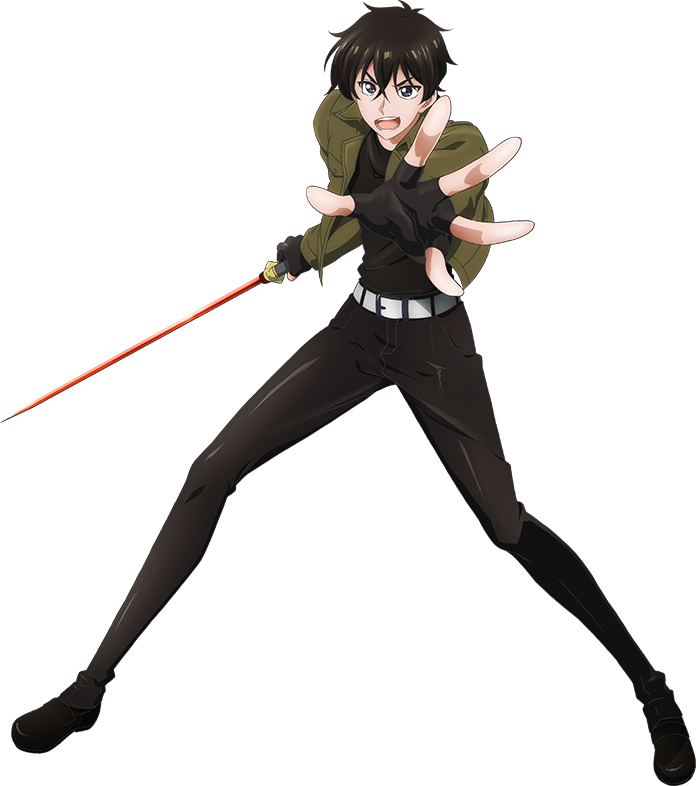 1boy, anime_coloring, belt, black_gloves, black_hair, black_pants, black_shirt, black_shoes