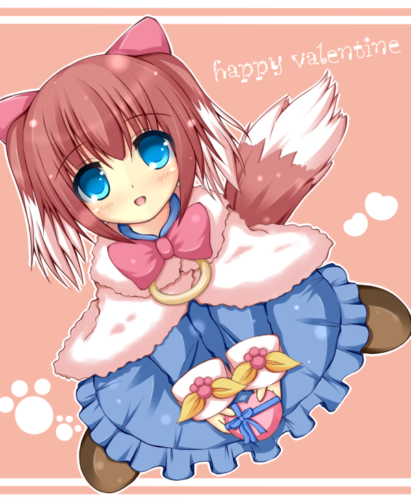 1girl, animal_ears, blue_dress, blue_eyes, bow_alma, brown_hair, capelet, dog_ears