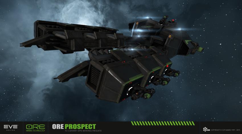 3d, absurdres, advanced_ship_(eve_online), blue_background, clouds, commentary, company_logo, company_name
