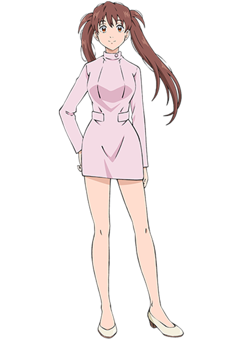 1girl, ai_no_idenshi, anime_coloring, breasts, brown_eyes, brown_hair, closed_mouth, dress