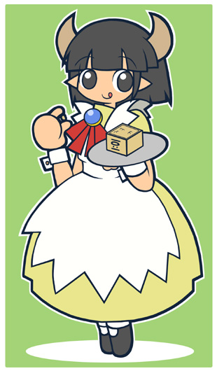1girl, :q, amazake_(manuke_no_oukoku), apron, bad_source, beans, black_eyes, black_hair