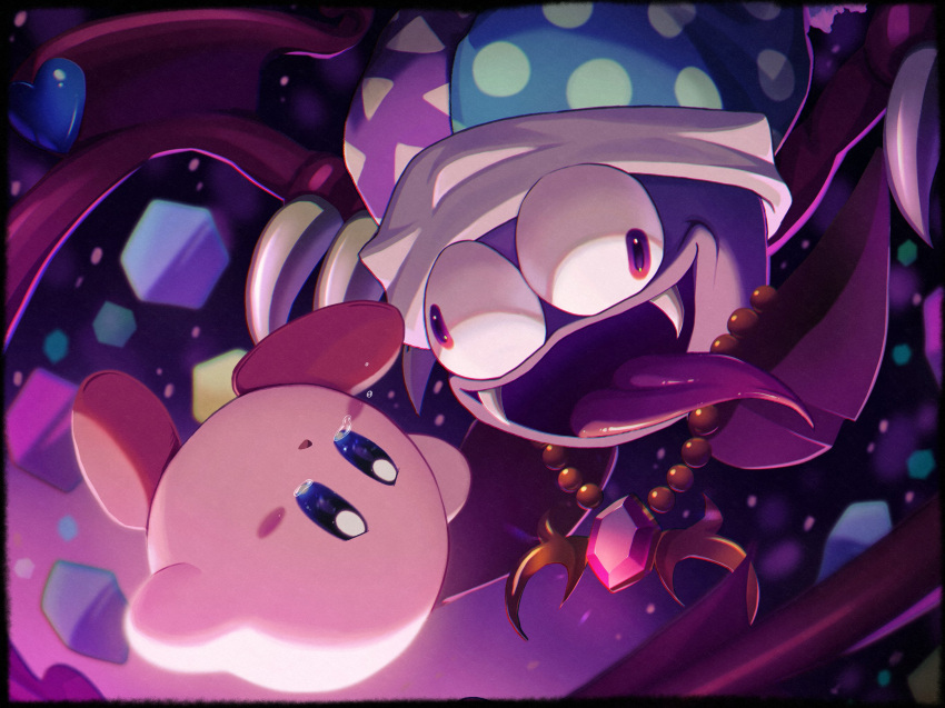 2boys, amanegi_toro, bead_necklace, beads, crazy_eyes, crazy_smile, creature, crying
