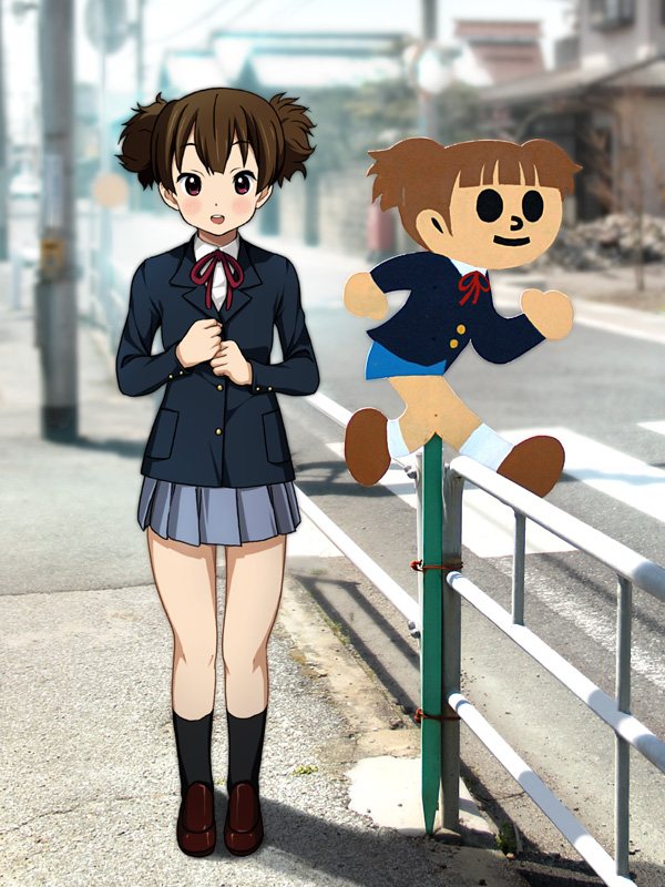 brown_hair, k-on!, photo_background, ryunnu, school_uniform, short_hair, short_twintails, suzuki_jun