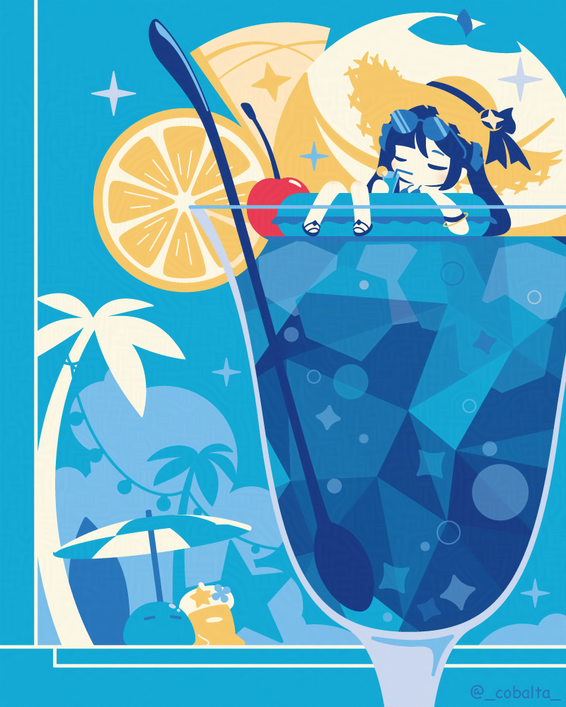 1girl, black_bow, black_hair, black_ribbon, bow, bracelet, cherry, chibi