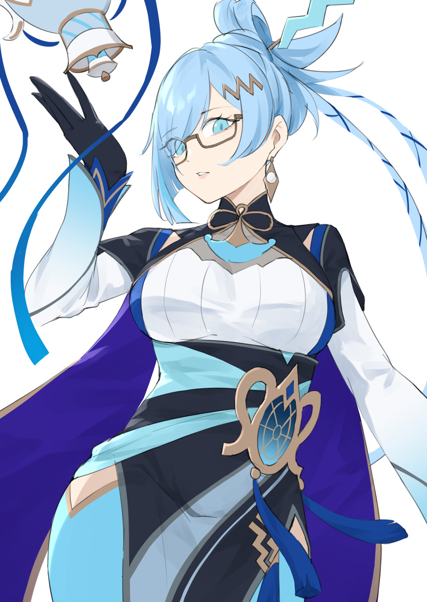 1girl, absurdres, aqua_eyes, aqua_hair, braid, dracotail_faimena, dragon_girl, dress
